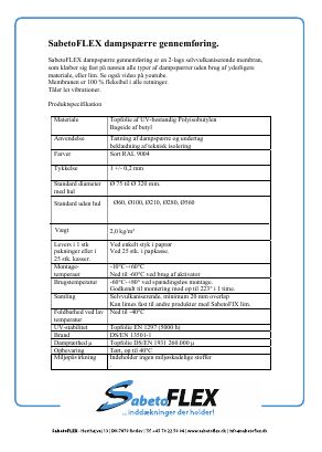 EN: MANGLER I TABEL SabetoFLEX dampspærre membran Hjørne