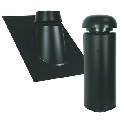 salg af SabetoFLEX roof hood set with silencer and Flex flashing 250 black-black