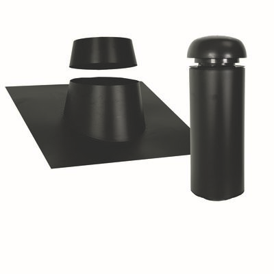 salg af SabetoFLEX roof hood set with silencer and steel flashing 125 black-black